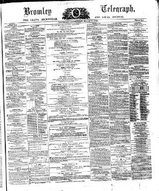 cover page of Bromley and West Kent Telegraph published on March 28, 1868