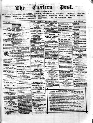 cover page of Eastern Post published on December 4, 1875
