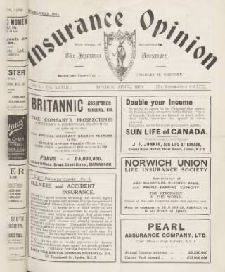 cover page of Insurance Opinion published on April 1, 1919