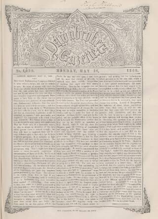 cover page of Pawnbrokers' Gazette published on May 31, 1869