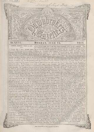 cover page of Pawnbrokers' Gazette published on June 14, 1869