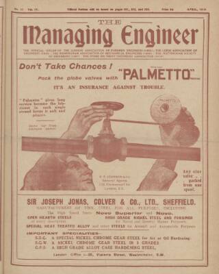 cover page of Managing Engineer published on April 1, 1918