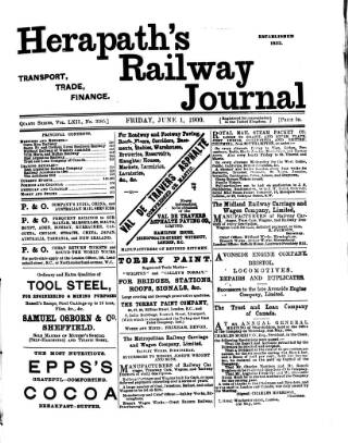 cover page of Herapath's Railway Journal published on June 1, 1900