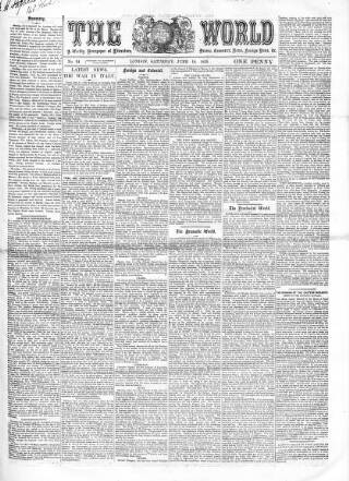 cover page of World (London) published on June 18, 1859
