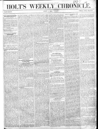 cover page of Holt's Weekly Chronicle published on July 7, 1855