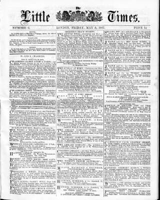 cover page of Little Times published on May 3, 1867