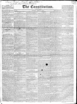 cover page of Constitution 1827 published on April 29, 1827