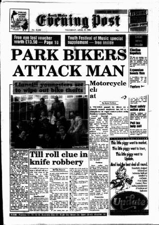 cover page of South Wales Daily Post published on April 25, 1991