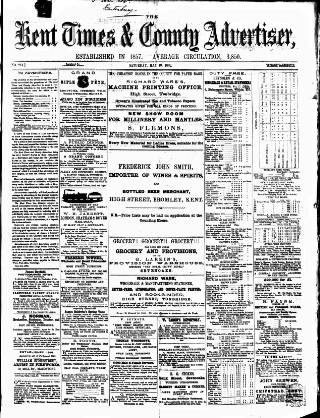 cover page of Kent Times, Tonbridge and Sevenoaks Examiner published on May 10, 1862