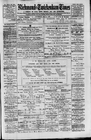 cover page of Richmond and Twickenham Times published on May 2, 1896