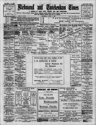 cover page of Richmond and Twickenham Times published on June 1, 1907