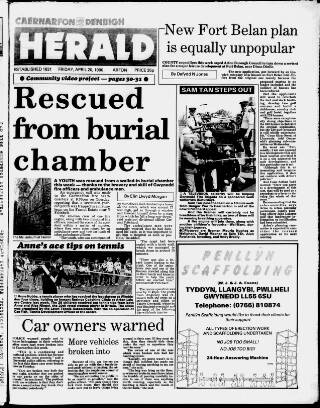cover page of Caernarvon & Denbigh Herald published on April 20, 1990