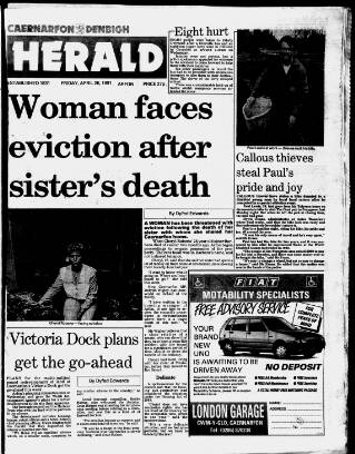 cover page of Caernarvon & Denbigh Herald published on April 26, 1991