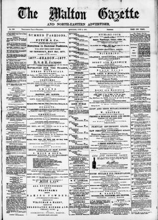 cover page of Malton Gazette published on June 2, 1877