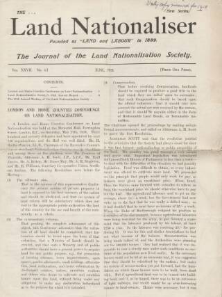 cover page of Land & Labor published on June 1, 1918