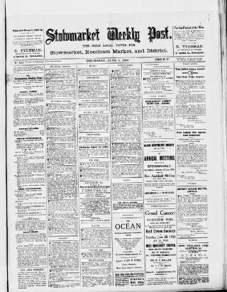cover page of Stowmarket Weekly Post published on June 8, 1916