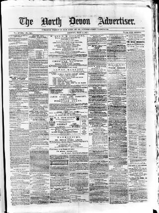 cover page of North Devon Advertiser published on May 2, 1873