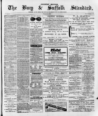 cover page of Bury & Suffolk Standard published on May 2, 1876