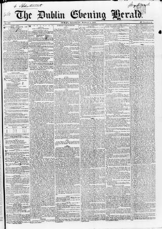 cover page of Dublin Evening Herald 1846 published on March 5, 1853