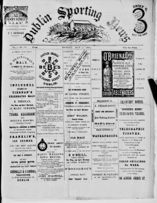cover page of Dublin Sporting News published on May 2, 1892