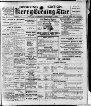 cover page of Kerry Evening Star published on December 5, 1907