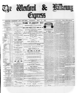 cover page of Wexford and Kilkenny Express published on May 2, 1885
