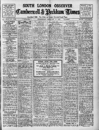 cover page of South London Observer published on February 23, 1927