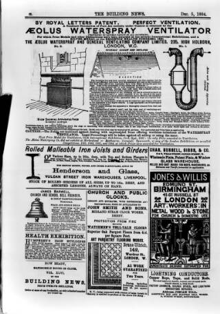 cover page of Building News published on December 5, 1884