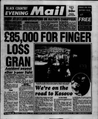cover page of Sandwell Evening Mail published on April 26, 1999