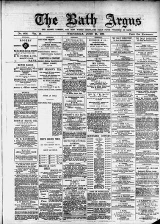 cover page of Bath Argus published on June 26, 1889