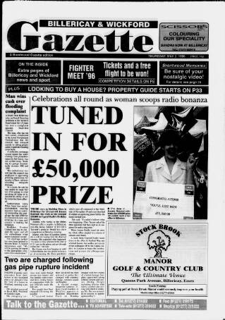 cover page of Billericay Gazette published on May 2, 1996
