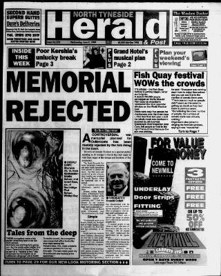 cover page of North Tyneside Herald & Post published on June 2, 1999