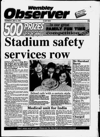 cover page of Wembley Observer published on May 3, 1990