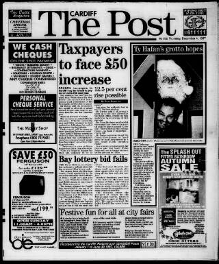 cover page of Cardiff Post published on December 4, 1997