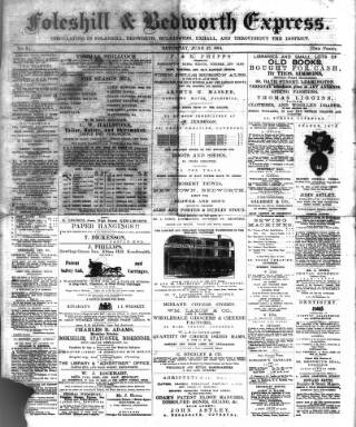 cover page of Foleshill & Bedworth Express published on June 27, 1874