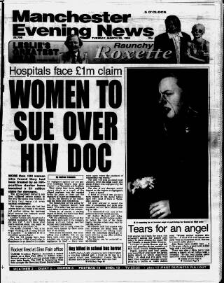cover page of Manchester Evening News published on March 29, 1994