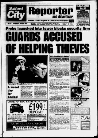 cover page of Salford City Reporter published on February 24, 1994