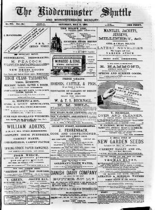 cover page of Kidderminster Shuttle published on May 11, 1889