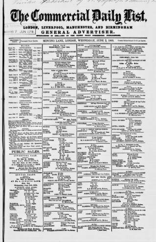 cover page of Commercial Daily List (London) published on June 2, 1869