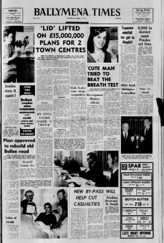 cover page of Ballymena Weekly Telegraph published on April 17, 1969