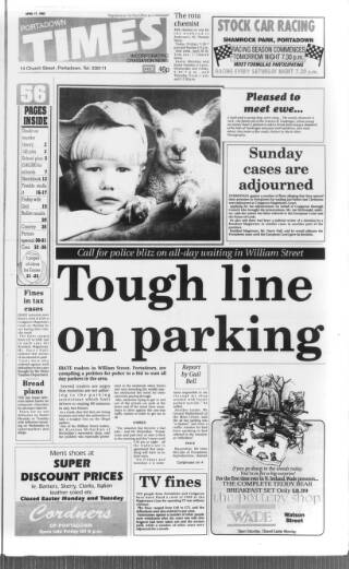 cover page of Portadown Times published on April 17, 1992