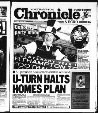 cover page of Northampton Chronicle and Echo published on May 9, 2000