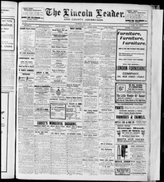 cover page of Lincoln Leader and County Advertiser published on May 2, 1914