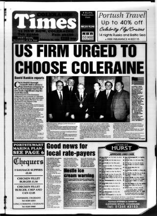 cover page of Coleraine Times published on February 24, 1999