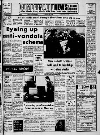 cover page of Cumbernauld News published on May 2, 1974
