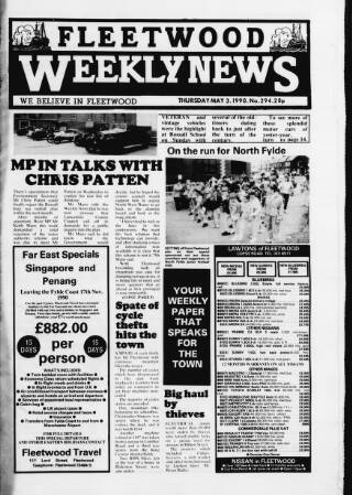 cover page of Fleetwood Weekly News published on May 3, 1990
