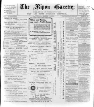 cover page of Ripon Gazette published on March 5, 1898