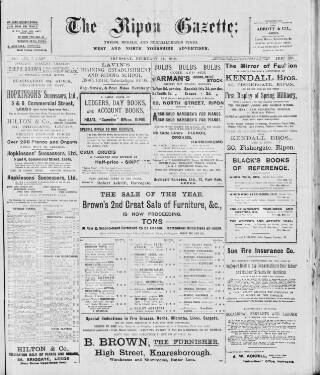 cover page of Ripon Gazette published on February 24, 1910