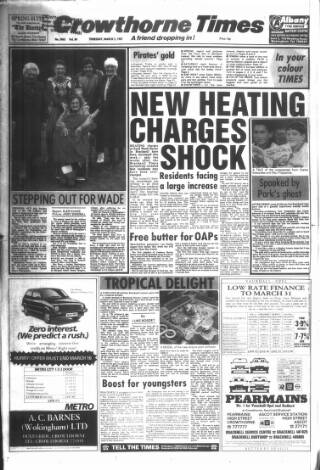 cover page of Crowthorne Times published on March 5, 1987