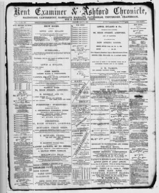 cover page of Kent County Examiner and Ashford Chronicle published on May 31, 1889